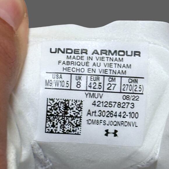 Under Armour Shakedown Elite Track White Halo Grey 3026442-100 New M9 W10.5 NWT - Picture 8 of 8